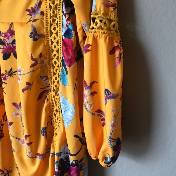 M LEFT Boho Floral Long Sleeve Mini Dress - Picture 3 of 7